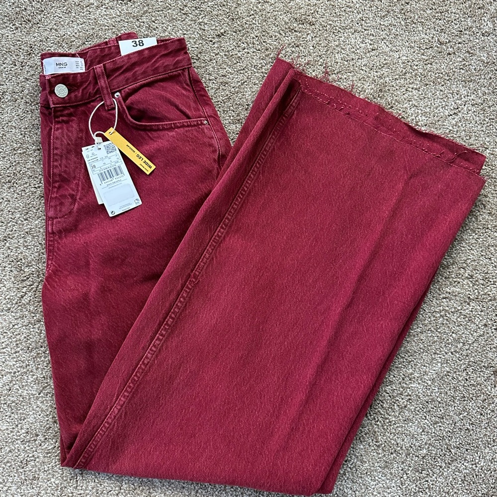 Mango Women's Burgundy High Rise Jeans